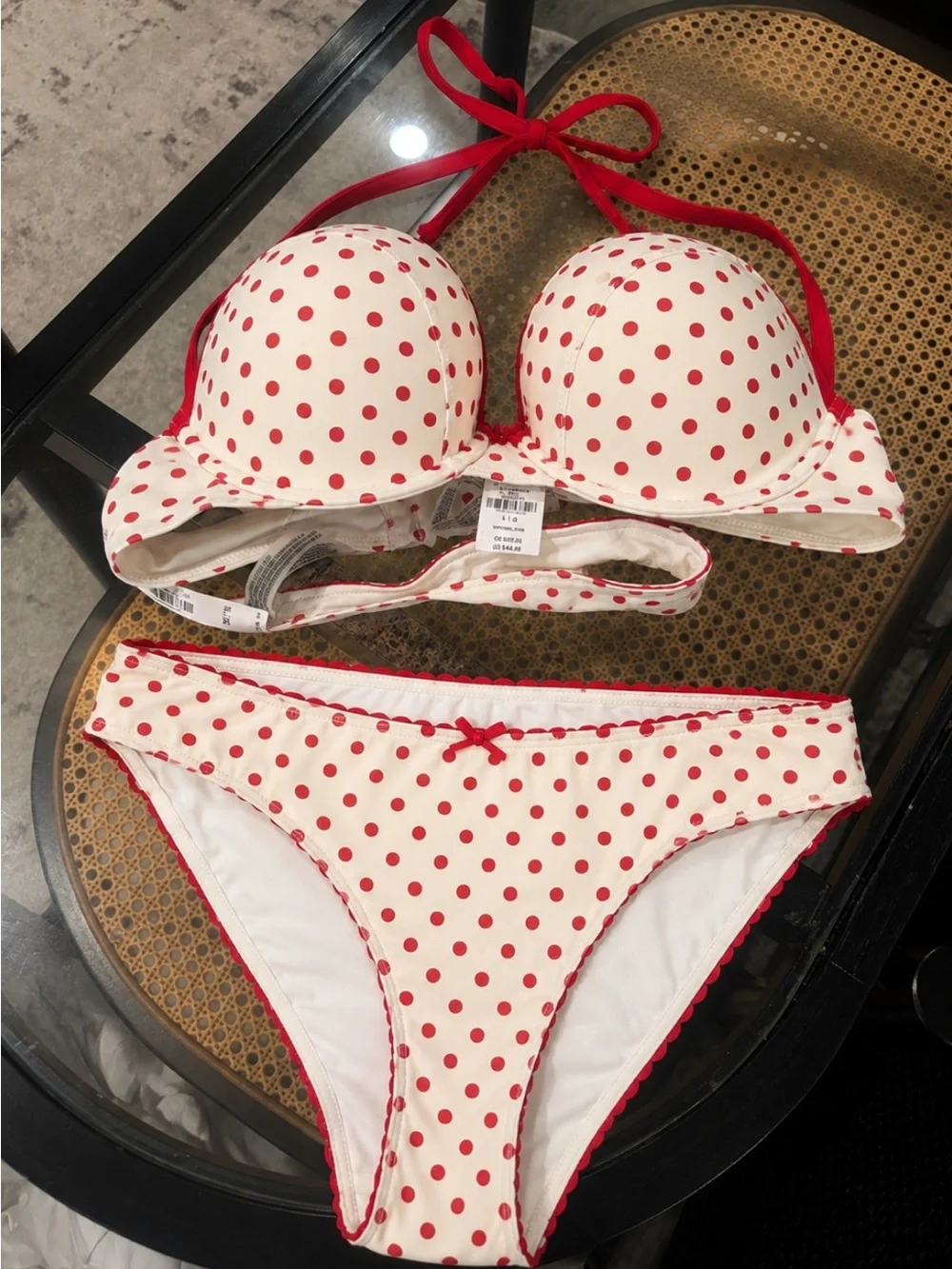 Victoria's Secret White Bikini with Red Polka Dots